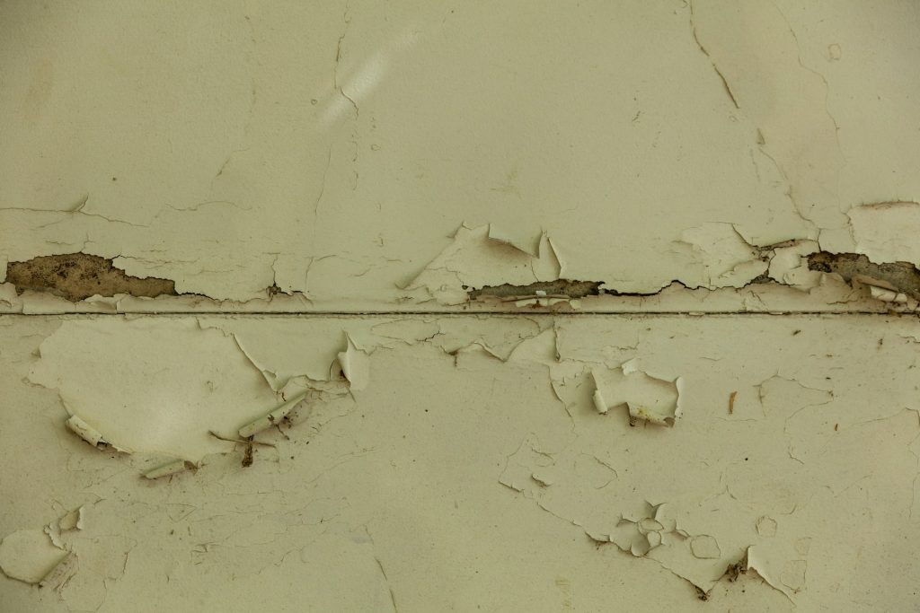 Paint peeling off a ceiling